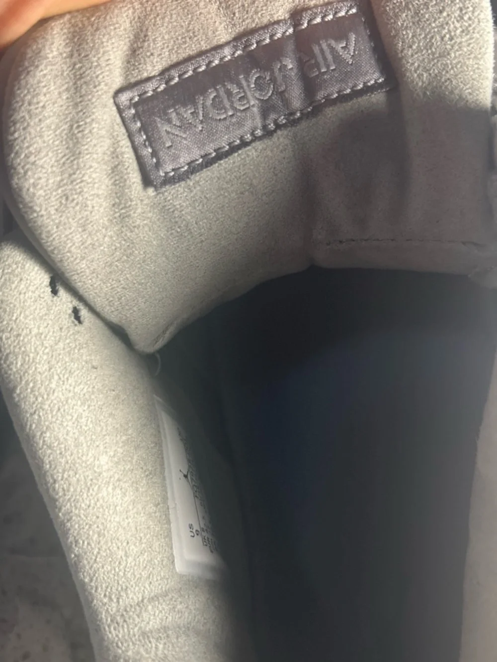 Jordan Gray Suede Interior Sneaker Detail